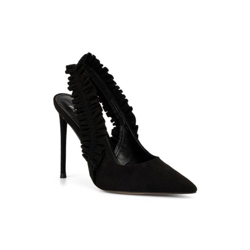 New York & Company Black Ruffled Slingback Heels